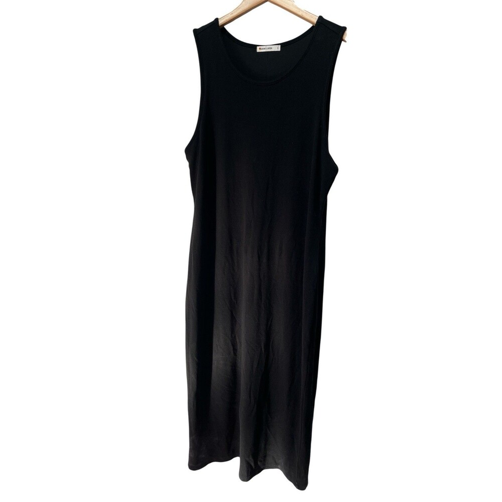 Marine Layer Black Maxi Dress Sleeveless Ribbed Sz L Classic Ribbed Casual